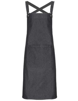 Cross Back Barista Bib Apron Black Denim