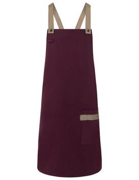 Karlowsky - Latzschürze Urban-Look mit Kreuzbändern und Tasche Aubergine