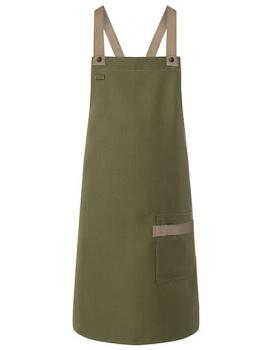 Karlowsky - Latzschürze Urban-Look mit Kreuzbändern und Tasche Moss Green
