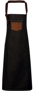 Premier Workwear - Jeans Schürze - Division Waxed Look Denim - Black / Tan Denim