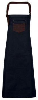 Premier Workwear - Jeans Schürze - Division Waxed Look Denim - Indigo / Brown Denim