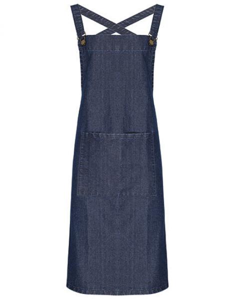 Cross Back Barista Bib Apron Indigo Denim