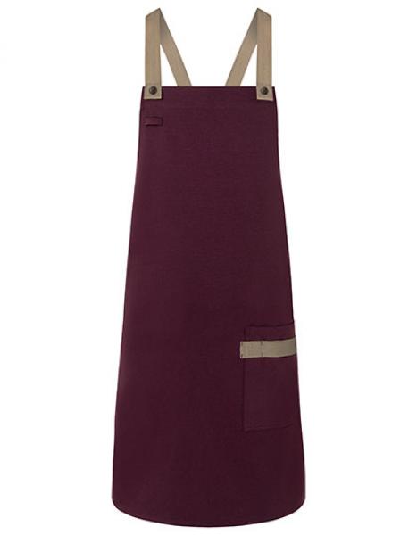 Karlowsky - Latzschürze Urban-Look mit Kreuzbändern und Tasche Aubergine