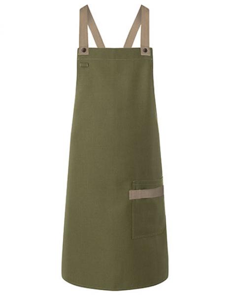 Karlowsky - Latzschürze Urban-Look mit Kreuzbändern und Tasche Moss Green