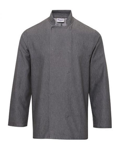 Premier Workwear Denim Chefs Jacket Grey Denim