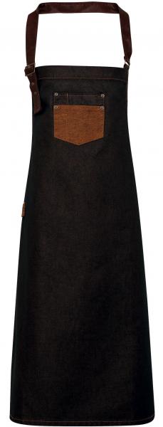 Premier Workwear - Jeans Schürze - Division Waxed Look Denim - Black / Tan Denim